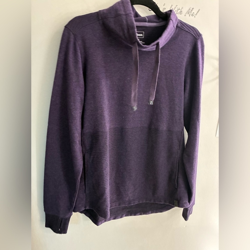 LLBean cozy mixed knits hooded sweatshirt purple size small NWT